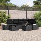 vidaXL Bankstel met kussen 7 pcs poly rattan