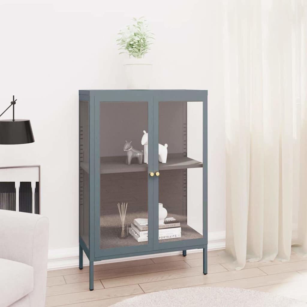 vidaXL Sideboard 75x35x105 cm Steel and Glass Black