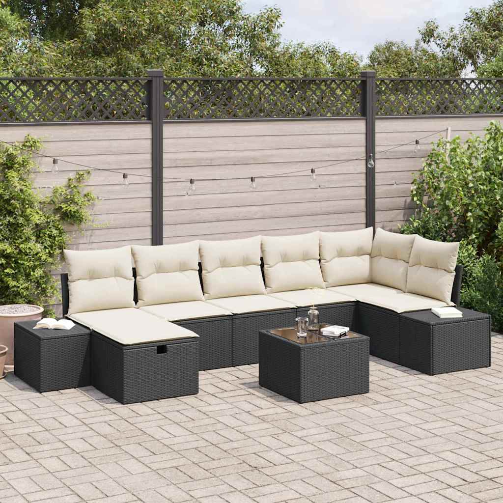 vidaXL Sofa Set with Cushions 8 pcs Poly Rattan