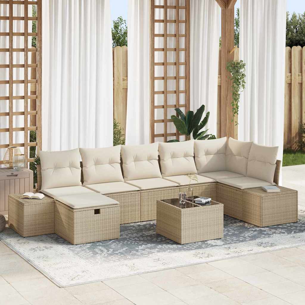 vidaXL Sofa Set with Cushions 8 pcs Poly Rattan