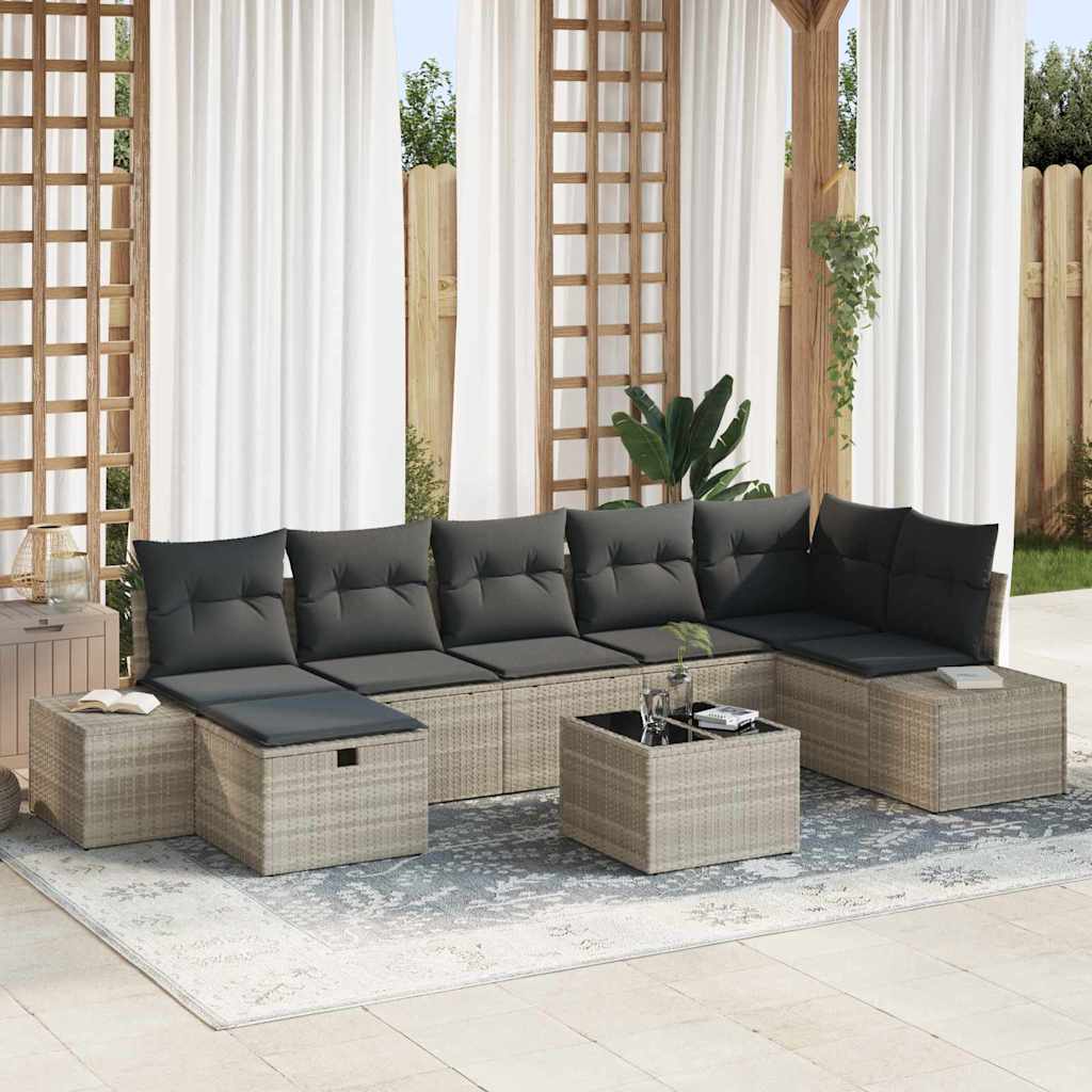 vidaXL Sofa Set with Cushions 8 pcs Poly Rattan