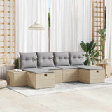 vidaXL Tuinbank Set met kussen met opslag 6 pcs poly rattan
