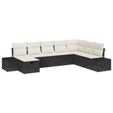 vidaXL Tuinbank Set met kussen 8 pcs Zwart Poly rattan