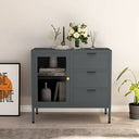 vidaXL Dressoir 75x35x70 cm staal en gehard glas zwart