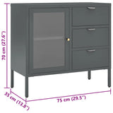 vidaXL Dressoir 75x35x70 cm staal en gehard glas zwart