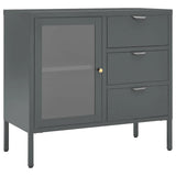 vidaXL Dressoir 75x35x70 cm staal en gehard glas zwart