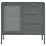 vidaXL Dressoir 75x35x70 cm staal en gehard glas zwart