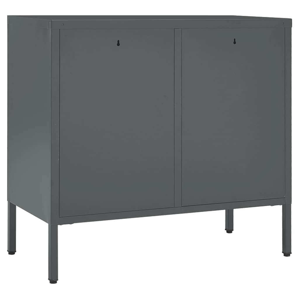 vidaXL Dressoir 75x35x70 cm staal en gehard glas zwart