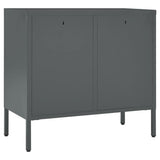 vidaXL Dressoir 75x35x70 cm staal en gehard glas zwart