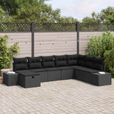 vidaXL Tuinbank Set met kussen 8 pcs Zwart Poly rattan
