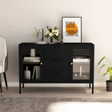 vidaXL Sideboard 105x35x70 cm steel and tempered glass black