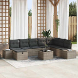 vidaXL Tuinbank Set met kussen 8 pcs Zwart Poly rattan