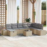 vidaXL Tuinbank Set met kussen 8 pcs Zwart Poly rattan