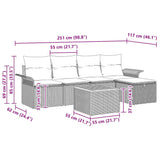 vidaXL Tuinbank Set met kussen met opslag 6 pcs Zwart Poly rattan