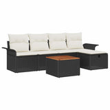 vidaXL Tuinbank Set met kussen met opslag 6 pcs Zwart Poly rattan