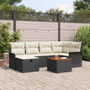 vidaXL Tuinbank Set met kussen met opslag 7 pcs Zwart Poly rattan