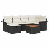 vidaXL Tuinbank Set met kussen met opslag 7 pcs Zwart Poly rattan