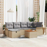vidaXL Tuinbank Set met kussen met opslag 7 pcs Zwart Poly rattan