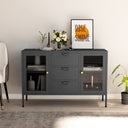 vidaXL Sideboard 105x35x70 cm steel and tempered glass black