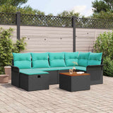 vidaXL Tuinbank Set met kussen met opslag 7 pcs Grijs Poly rattan