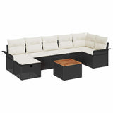 vidaXL Tuinbank Set met kussen met opslag 8 pcs Zwart Poly rattan
