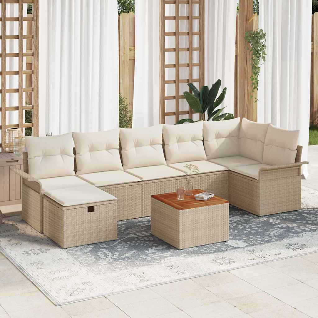 vidaXL Tuinbank Set met kussen met opslag 8 pcs Zwart Poly rattan
