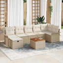 vidaXL Tuinbank Set met kussen met opslag 8 pcs Zwart Poly rattan