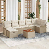 vidaXL Tuinbank Set met kussen met opslag 8 pcs Zwart Poly rattan