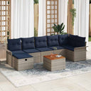 vidaXL Tuinbank Set met kussen met opslag 8 pcs Grijs Poly rattan