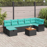 vidaXL Tuinbank Set met kussen met opslag 8 pcs Grijs Poly rattan