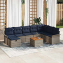 vidaXL Tuinbank Set met kussen met opslag 9 pcs Grijs Poly rattan