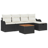vidaXL Tuinbank Set met kussen met opslag 6 pcs Zwart Poly rattan