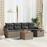 vidaXL Tuinbank Set met kussen met opslag 6 pcs Zwart Poly rattan