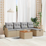 vidaXL Tuinbank Set met kussen met opslag 6 pcs Zwart Poly rattan