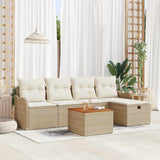 vidaXL Tuinbank Set met kussen met opslag 6 pcs Zwart Poly rattan