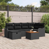 vidaXL Tuinbank Set met kussen met opslag 7 pcs Zwart Poly rattan