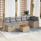 vidaXL Tuinbank Set met kussen met opslag 8 pcs Zwart Poly rattan
