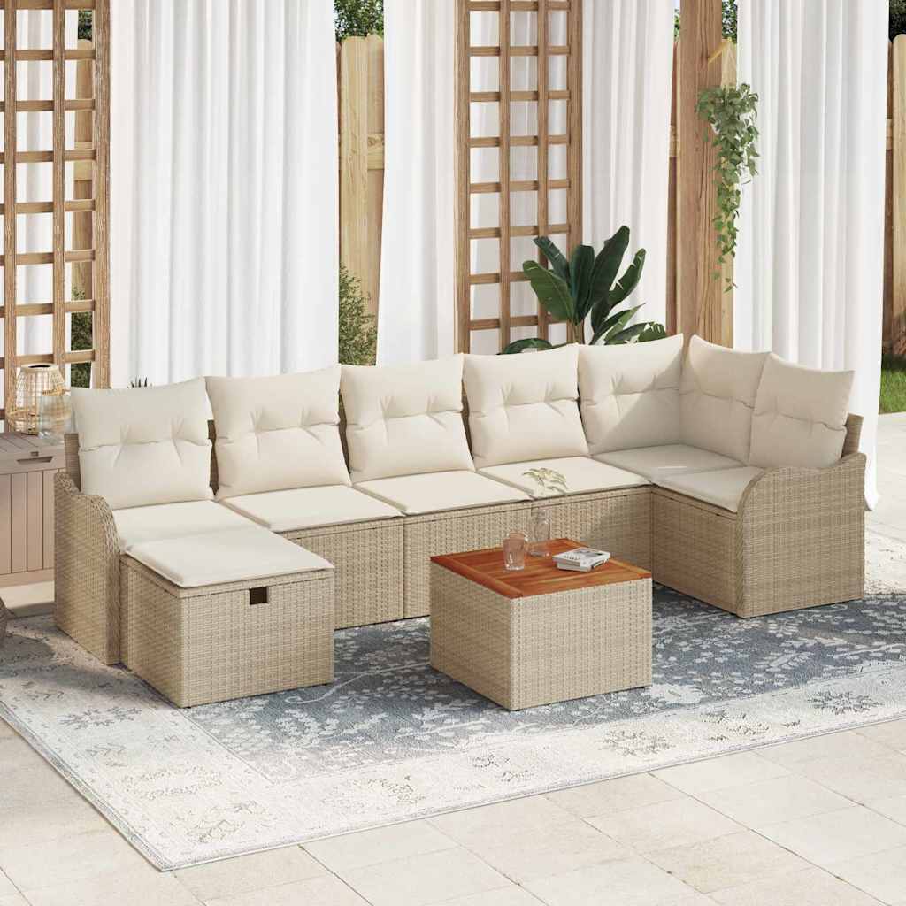 vidaXL Tuinbank Set met kussen met opslag 8 pcs Zwart Poly rattan