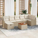 vidaXL Tuinbank Set met kussen met opslag 8 pcs Zwart Poly rattan
