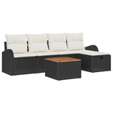 vidaXL Tuinbank Set met kussen met opslag 6 pcs Zwart Poly rattan