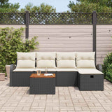 vidaXL Tuinbank Set met kussen met opslag 6 pcs Zwart Poly rattan