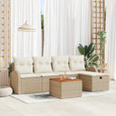 vidaXL Tuinbank Set met kussen met opslag 6 pcs Zwart Poly rattan
