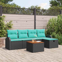 vidaXL Tuinbank Set met kussen met opslag 6 pcs Zwart Poly rattan