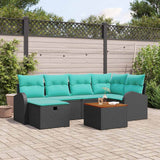 vidaXL Tuinbank Set met kussen met opslag 7 pcs Zwart Poly rattan