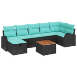 vidaXL Tuinbank Set met kussen met opslag 8 pcs Zwart Poly rattan
