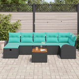vidaXL Tuinbank Set met kussen met opslag 8 pcs Zwart Poly rattan