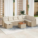 vidaXL Tuinbank Set met kussen met opslag 9 pcs Zwart Poly rattan