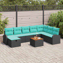 vidaXL Tuinbank Set met kussen met opslag 9 pcs Zwart Poly rattan