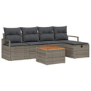 vidaXL Tuinbank Set met kussen met opslag 6 pcs Zwart Poly rattan