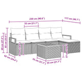 vidaXL Tuinbank Set met kussen met opslag 6 pcs Zwart Poly rattan
